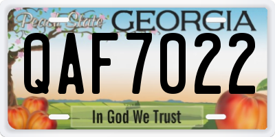 GA license plate QAF7022