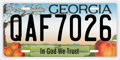 GA license plate QAF7026