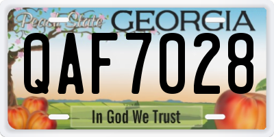 GA license plate QAF7028
