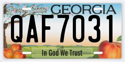 GA license plate QAF7031