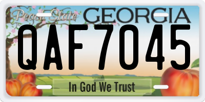 GA license plate QAF7045