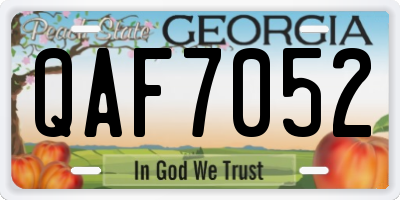 GA license plate QAF7052