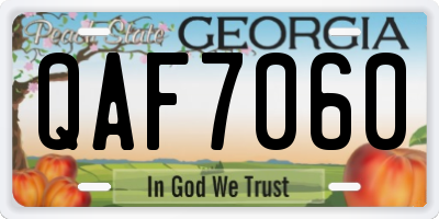 GA license plate QAF7060