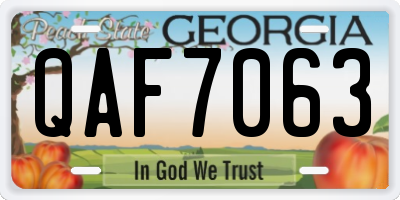 GA license plate QAF7063