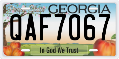GA license plate QAF7067