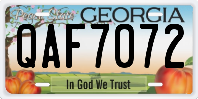GA license plate QAF7072