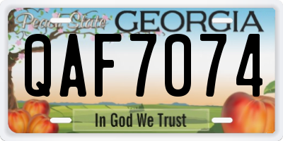 GA license plate QAF7074