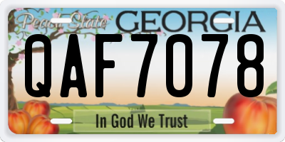 GA license plate QAF7078