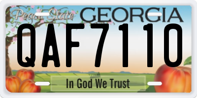 GA license plate QAF7110