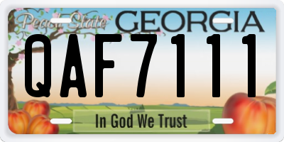 GA license plate QAF7111