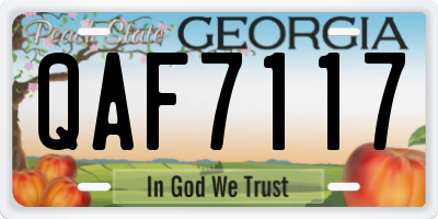 GA license plate QAF7117