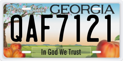GA license plate QAF7121
