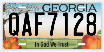 GA license plate QAF7128