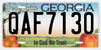 GA license plate QAF7130