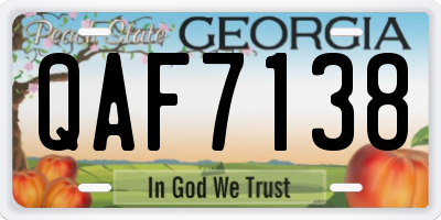 GA license plate QAF7138