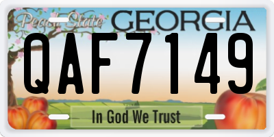 GA license plate QAF7149