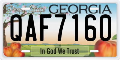 GA license plate QAF7160