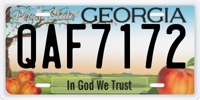 GA license plate QAF7172