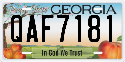 GA license plate QAF7181