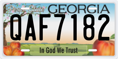 GA license plate QAF7182