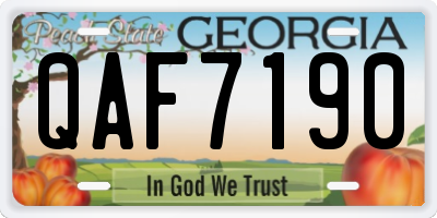 GA license plate QAF7190