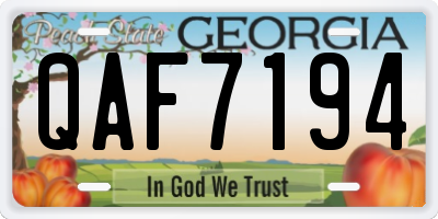 GA license plate QAF7194