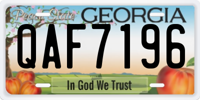 GA license plate QAF7196