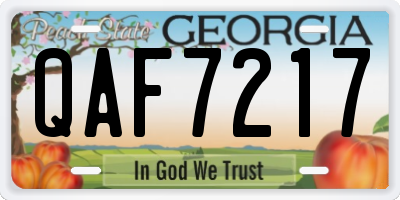 GA license plate QAF7217