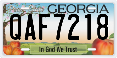GA license plate QAF7218