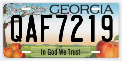 GA license plate QAF7219