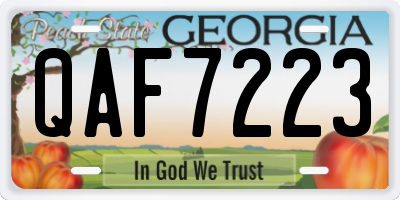 GA license plate QAF7223