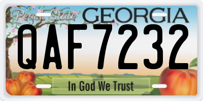 GA license plate QAF7232
