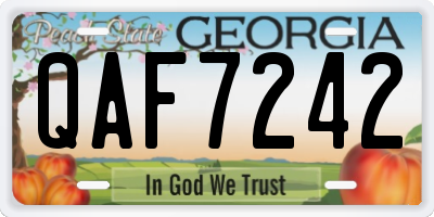 GA license plate QAF7242