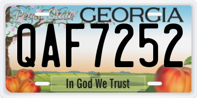 GA license plate QAF7252