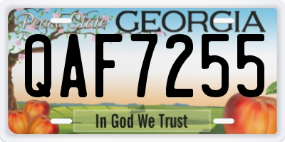 GA license plate QAF7255