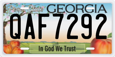 GA license plate QAF7292