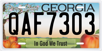 GA license plate QAF7303