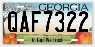 GA license plate QAF7322