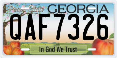 GA license plate QAF7326