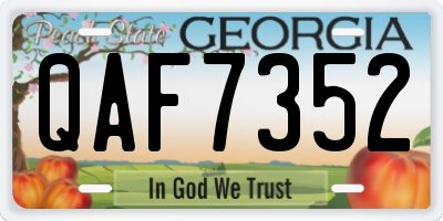 GA license plate QAF7352