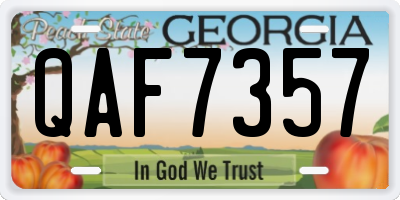 GA license plate QAF7357