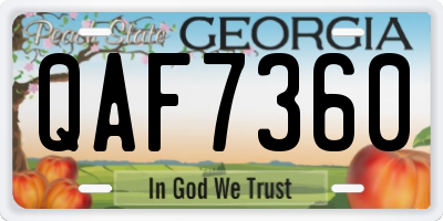 GA license plate QAF7360