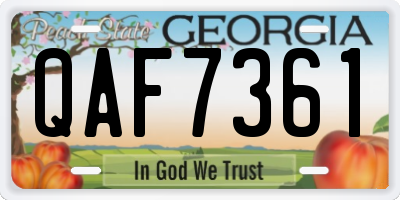 GA license plate QAF7361