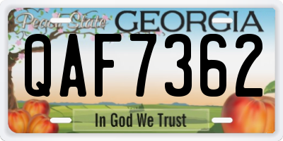 GA license plate QAF7362