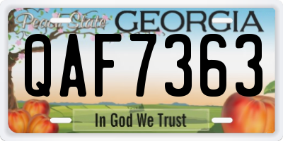 GA license plate QAF7363