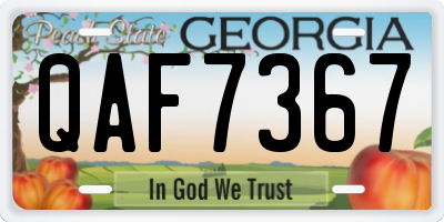 GA license plate QAF7367