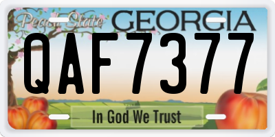 GA license plate QAF7377