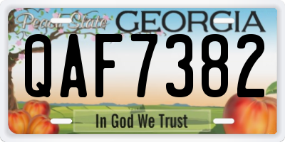 GA license plate QAF7382