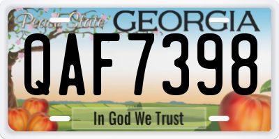 GA license plate QAF7398