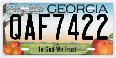 GA license plate QAF7422